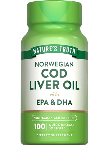 Nature's Truth Cod Liver Oil - Supports Heart Health, Non-GMO, Gluten Free - 100 Softgels