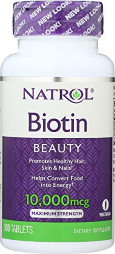 Natrol Biotin Max 10000 Mcg - Supports Healthy Hair, Skin & Nails, USA Made - 100 Tablets