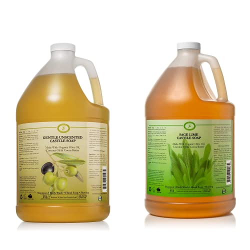 Carolina Castile Soap Liquid - Non-Drying, Organic, Vegan, Multi-Use - 1 Gallon