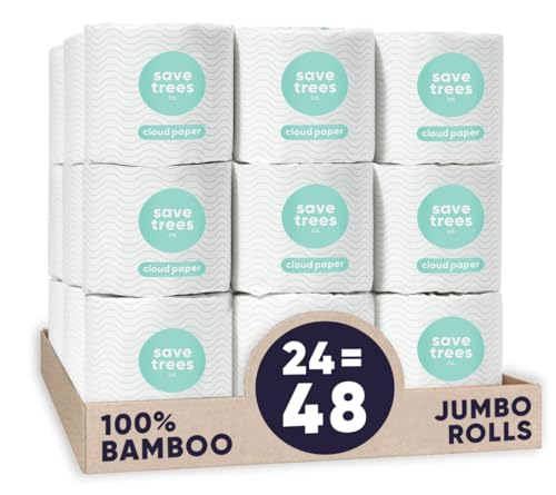 Cloud Paper Bamboo Toilet Paper - Ultra-Soft, PFAs Free, FSC Certified - 24 Rolls, 300 Sheets Each