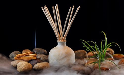 BLUEME Aromatherapy Diffuser - Promotes Wellness, Handmade Ceramic, Natural Reeds - 5.92 Fl Oz