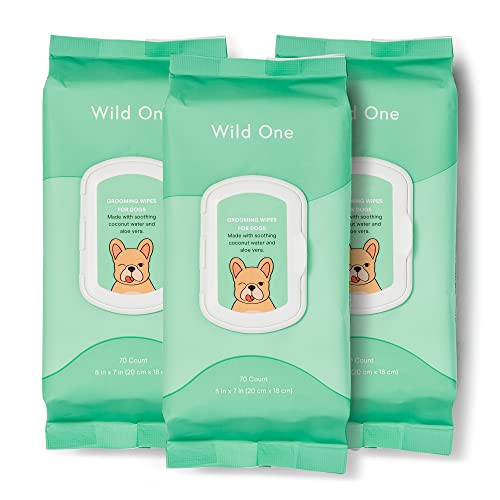 Wild One Pet Wipes - Vegan, Hypoallergenic, Natural Cleaners, Coconut Water & Aloe Vera - 70 Count