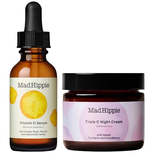 Mad Hippie Skin Care Set - Brightening Vitamin C Serum & Night Cream, Non-GMO & Vegan - 2 Pieces