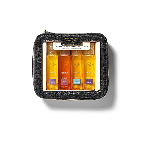 Aromatherapy Associates Mini Shower Oil Set - Hydrating Essential Oils, Travel Case - 4x50ml