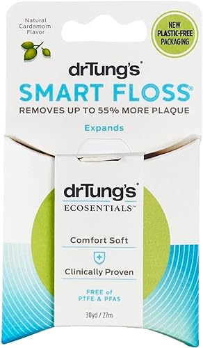 Dr. Tungs Dental Floss - Expanding Power, Naturally Flavored Cardamom - 30 Yards, Case of 6