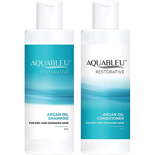 Aquableu Argan Oil Shampoo & Conditioner Set - Moisturizing, Natural Ingredients - 8oz
