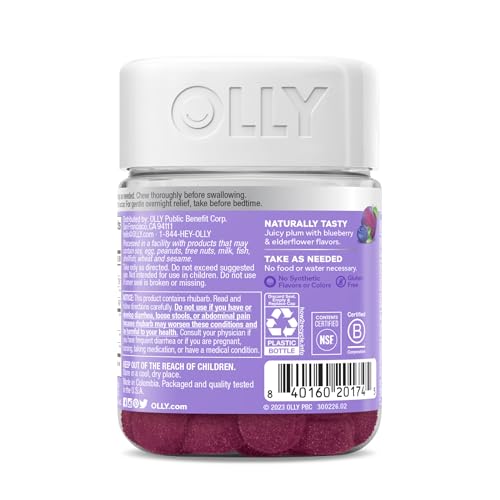OLLIE Digestive Enzyme Blend - Overnight Constipation Relief, Rhubarb & Prunes - 30 Gummies