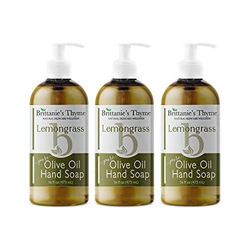 Brittanie's Thyme Organic Lemongrass Hand Soap - Nourishing, Vegan, Essential Oils - 16oz 3 Pack