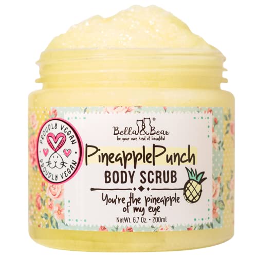 Bella & Bear Pineapple Body Scrub - Vegan, Hydrating Glycerin, Cruelty-Free - 6.7oz x 12 Pack