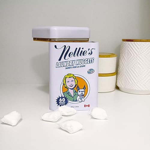 Nellie's Laundry Nuggets - Powerful Plant-Based Detergent Pods, 60 Loads - No Residue