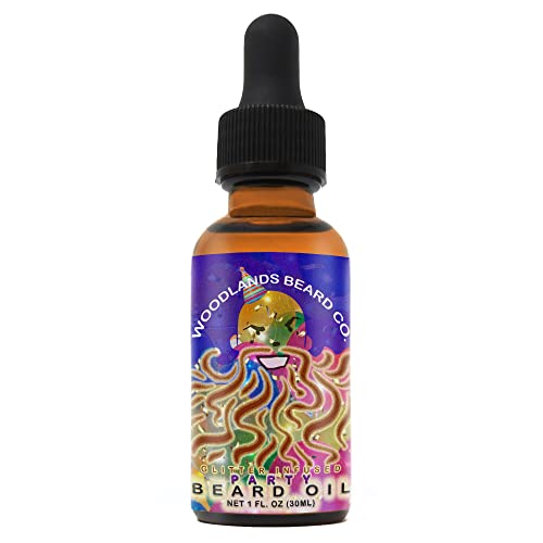 Woodlands Beard Co. Glitter Infused Beard Oil - Softens, Hydrates, Vanilla & Wild Orange - 1oz