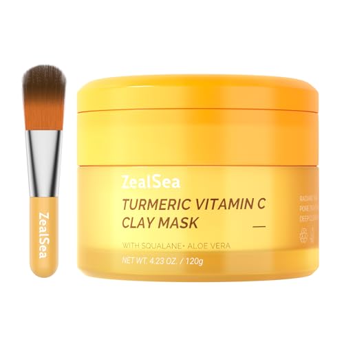 ZealSea Turmeric Clay Mask - Brightens, Reduces Redness, Dermatologist Tested - 4.23oz
