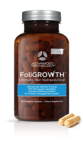 FoliGROWTH™ Hair Growth Supplement - Revitalize Thinning Hair, 5000mcg Biotin, 28 Nutrients - 60ct