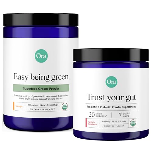 Ora Organic Probiotic & Greens Bundle - 20 Billion CFU, Vegan, Non-GMO, 30 Servings