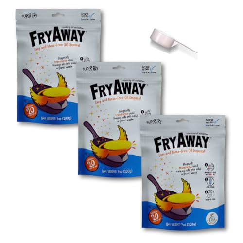 FryAway Super Fry Cooking Oil Solidifier - Plant-Based, Easy Disposal, 3-Pack - 4.5 Gallons
