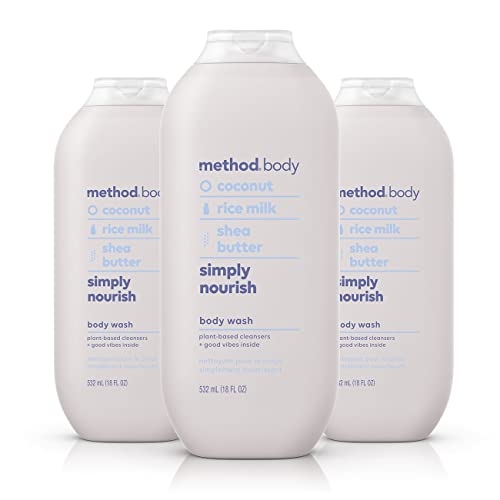 Method Body Wash - Nourishing Coconut & Shea Butter, Biodegradable, 3-Pack of 18oz