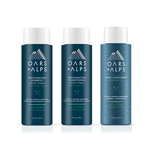 Oars + Alps Men's Body Wash & Shampoo Kit - Hydrating, Moisturizing, Tea Tree Infusion - 12oz