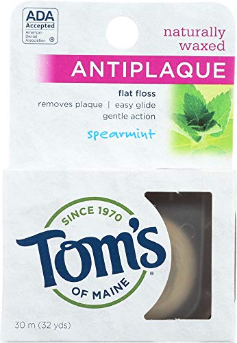 Tom's of Maine Dental Floss - Naturally Sourced, Antiplaque, Spearmint - 32 Yards, Pack of 2