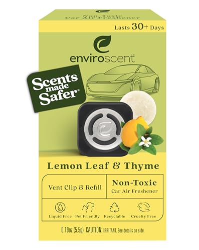 Enviroscent Car Air Freshener - Non-Toxic Essential Oils, Lasts 30 Days - Lemon Leaf & Thyme
