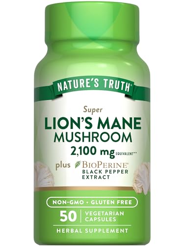 Nature's Truth Lion's Mane Mushroom Supplement - Supports Cognitive Health, 2100mg, 50 Capsules