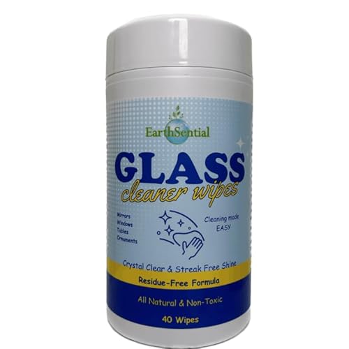 EarthSential Glass Cleaner Wipes - All Natural, Safe for Multi-Surface Cleaning - 40ct