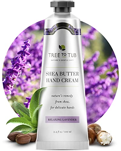 Tree to Tub Shea Butter Hand Cream - Deeply Hydrating, Non-Greasy, Lavender Scent - 3.4oz