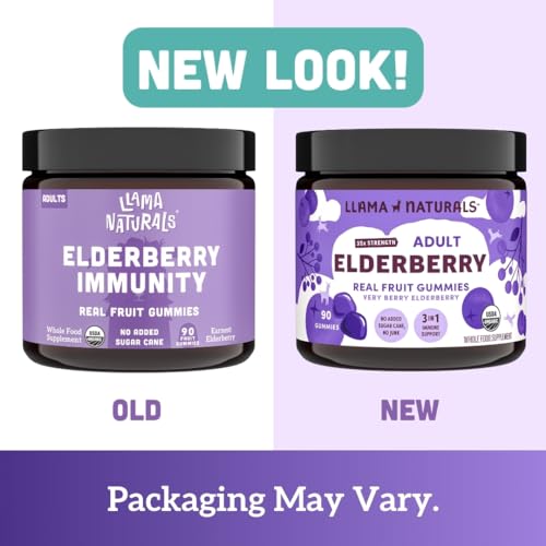 Llama Naturals Elderberry Gummies - Immune Support with Zinc & Vitamin C, Vegan - 90 Count