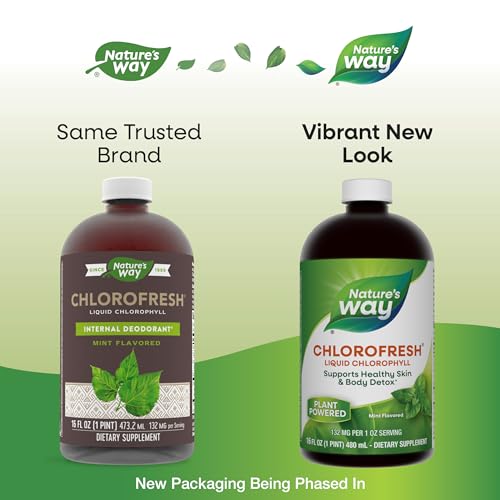 Nature's Way Chlorofresh Liquid Chlorophyll - Supports Detox & Healthy Skin, Mint Flavor - 16 Fl Oz