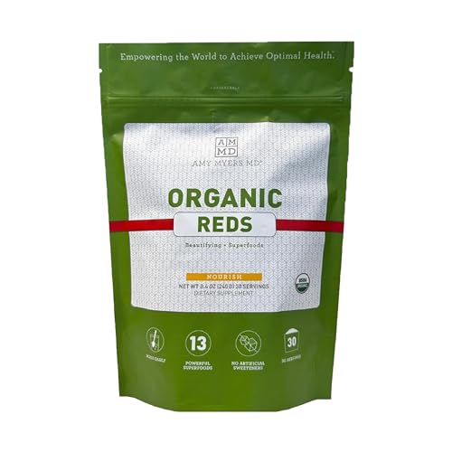 Dr Amy Myers Organic Reds Superfood Powder - Supports Energy & Heart Health, 30 Servings