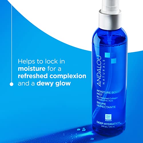 Andalou Naturals Face Mist - Hydrating Spray with Hyaluronic Acid & Bio-Designed Collagen - 6 fl oz