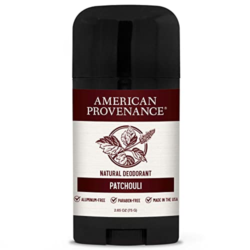 American Provenance Natural Deodorant - 24 Hour Protection, Patchouli Scent, Aluminum Free - 2.5oz