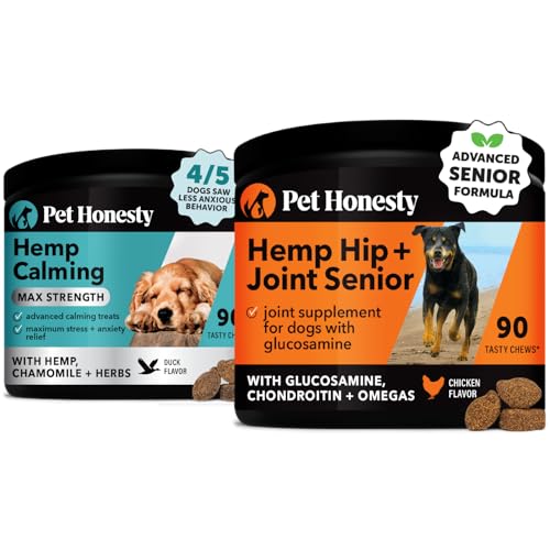 Pet Honesty Pet Supplement - Max Strength Calming & Joint Support for Dogs, 90 Soft Chews