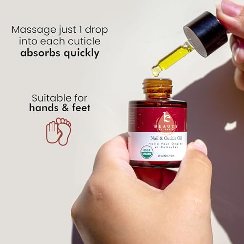 Organic Nail & Cuticle Oil - Nourishes & Strengthens, Jojoba & Vitamin E - 0.5oz USA Made