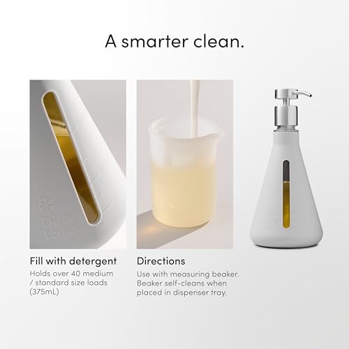 Dirty Labs Reusable Glass Detergent Dispenser - Mess-Free Measuring, Machine Washable - 375mL