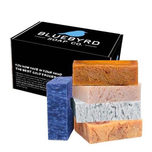 BLUEBYRD SOAP Men's Natural Bar Soap Gift Set - Cleansing, Moisturizing Variety Pack - 5 Bars