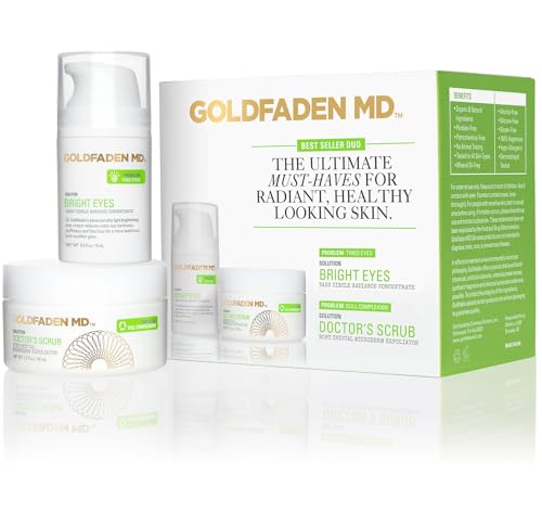 GOLDFADEN MD Skin Care Kit - Brightening Eye Cream & Exfoliator, Organic Ingredients - 2pcs