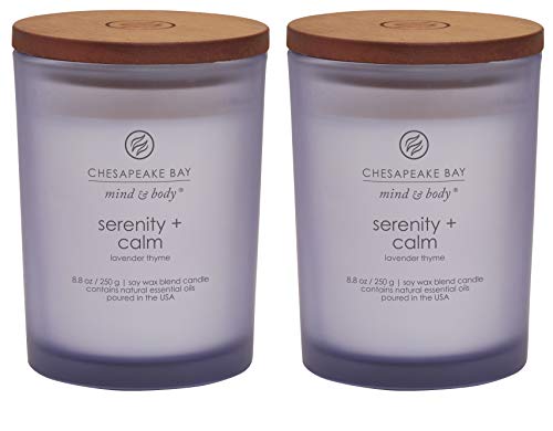 Chesapeake Bay Candle - Lavender Thyme Scent, Natural Soy Wax, 2-Pack, 50-Hour Burn Time