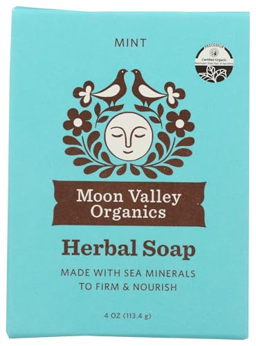 Moon Valley Organics Mint Kelp Soap - USDA Organic, Anti-Aging Spirulina & Kelp - 4oz