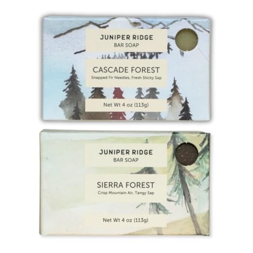 Juniper Ridge Forest Bar Soap Set - Mild Castile Soaps, Organic Oils, 4oz Each