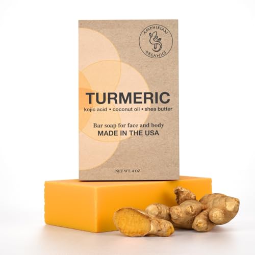 Amphibian Organics Turmeric Soap - Kojic Acid & Coconut Oil, Vegan, All Skin Types - 5oz