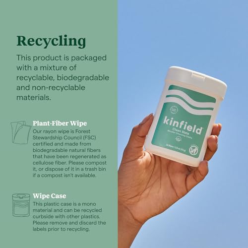 Kinfield Clean Slate Micellar Cleansing Cloths - Gentle, Plant-Based, Vegan - 30 Wipes