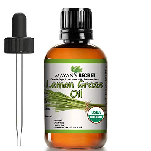 Mayan's Secret Lemongrass Essential Oil - 100% Pure, USDA Organic, Versatile Uses - 1oz