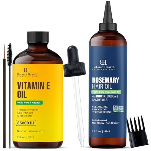 Botanic Hearth Hair Oil Set - Promotes Growth & Thickening, Natural Ingredients - 6.7oz & 2oz