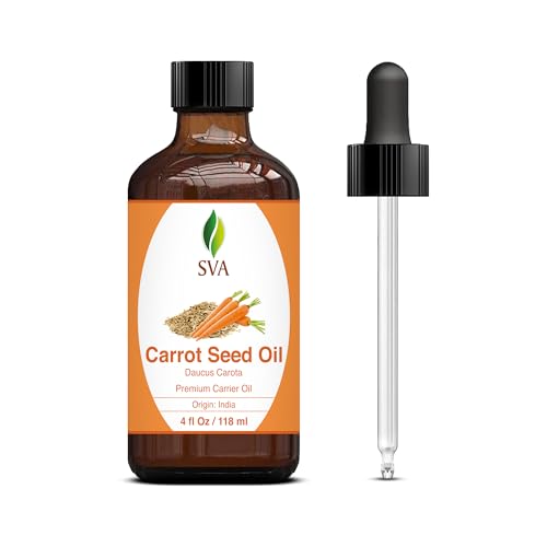 SVA Carrot Seed Oil - Nourishing for Skin & Hair, Natural Cold Pressed - 4 Fl Oz with Dropper