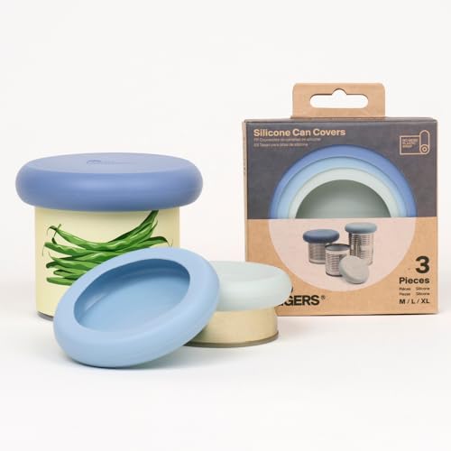 Food Huggers Can Lids Set - Airtight Silicone Covers, BPA-Free, Dishwasher Safe - 3 Pack