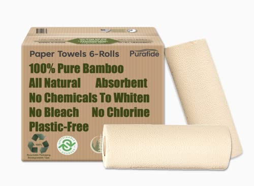 Purafide Bamboo Paper Towels - Ultra-Soft, Absorbent, Hypoallergenic - 2-Ply, 90 Sheets/Roll