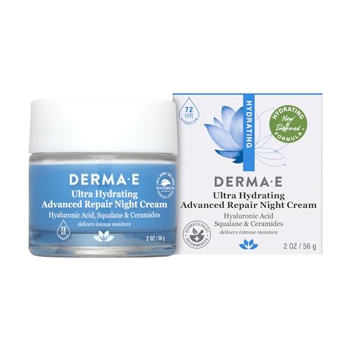 Derma E Night Cream - Deeply Hydrates & Nourishes with Hyaluronic Acid, 2 oz