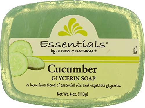 Clearly Natural Glycerin Bar Soap - Hypoallergenic, All-Vegetable Formula, Cucumber - 4oz