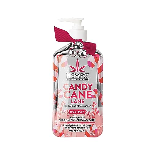 Hempz Body Lotion - Hydrating Peppermint Candy Cane, Rich in Omega Fatty Acids - 17oz