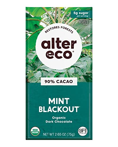 Alter Eco Dark Chocolate Bar - Pure Cocoa, Fair Trade, Organic, Non-GMO - Raspberry Blackout